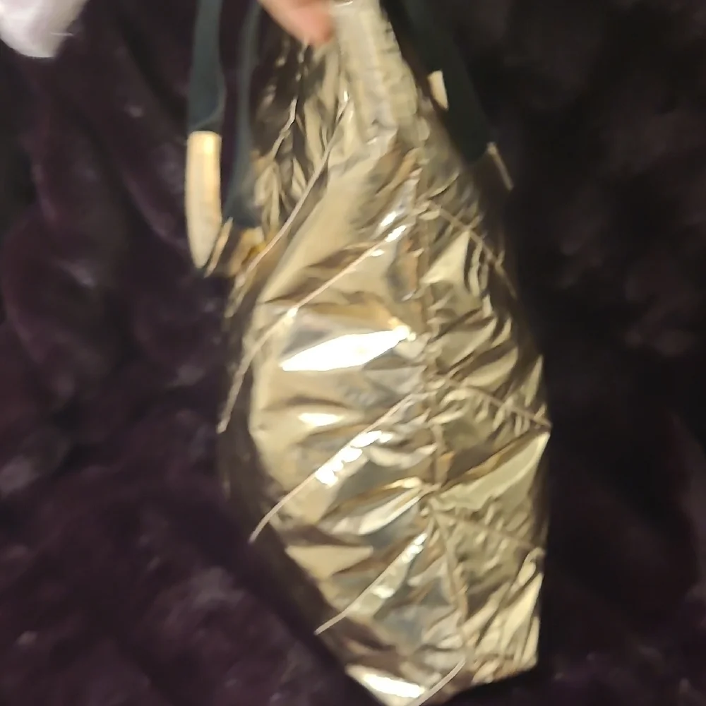 Victoria's Secret Gold and Black Quilted Tote