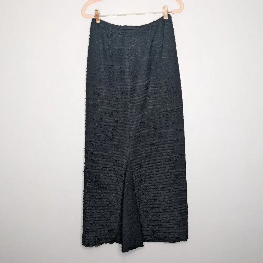 HANNA for La Journee Black Textured Maxi Skirt Pull On Vintage Size S