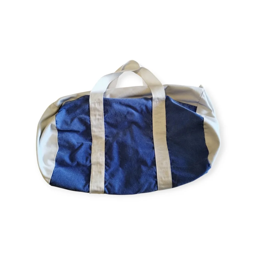 Blue and White Men's Canvas Duffel Bag