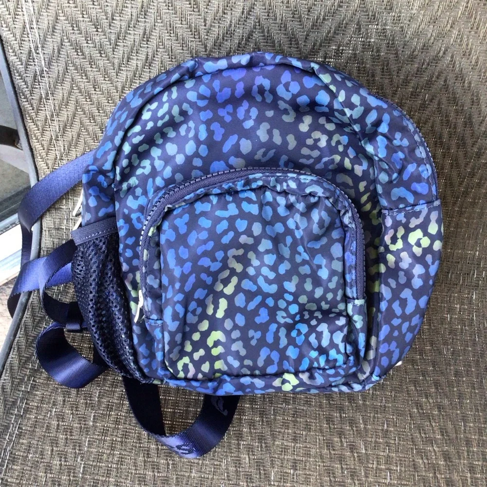 Fabletics Blue Leopard Nylon Mini Sport Backpack