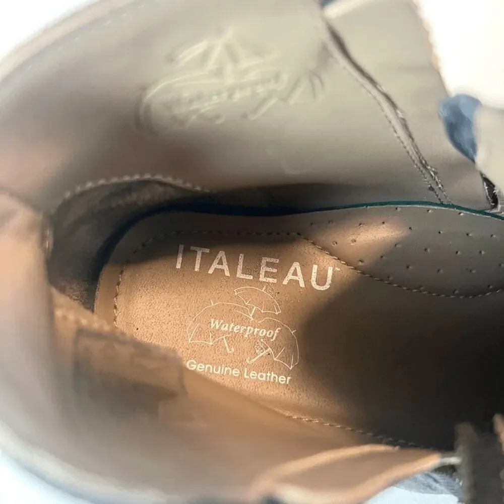 Italeau Waterproof Foliana Booties Suede Ankle Boots Gray Sz 5.5