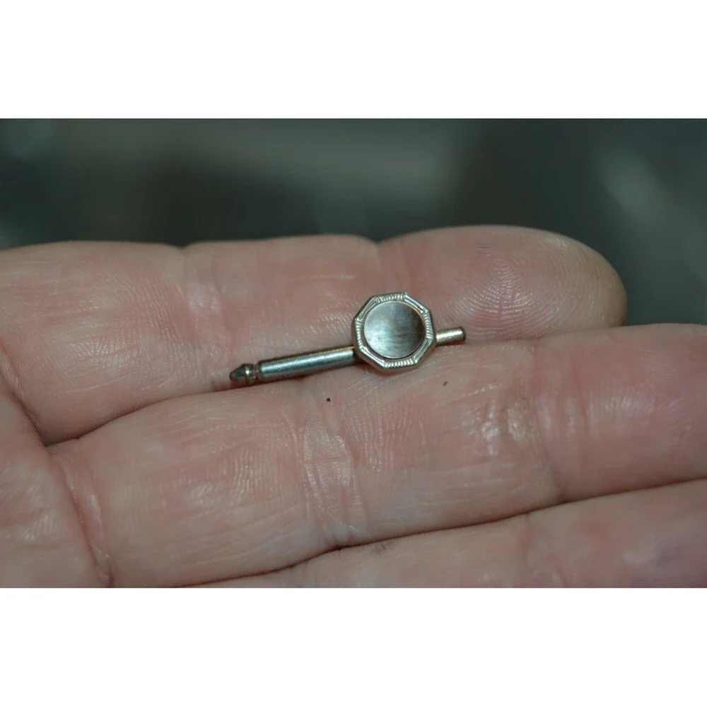 Vintage Octagon Art Deco Abalone Mother of Pearl Shell Gray Cuff Links Rare