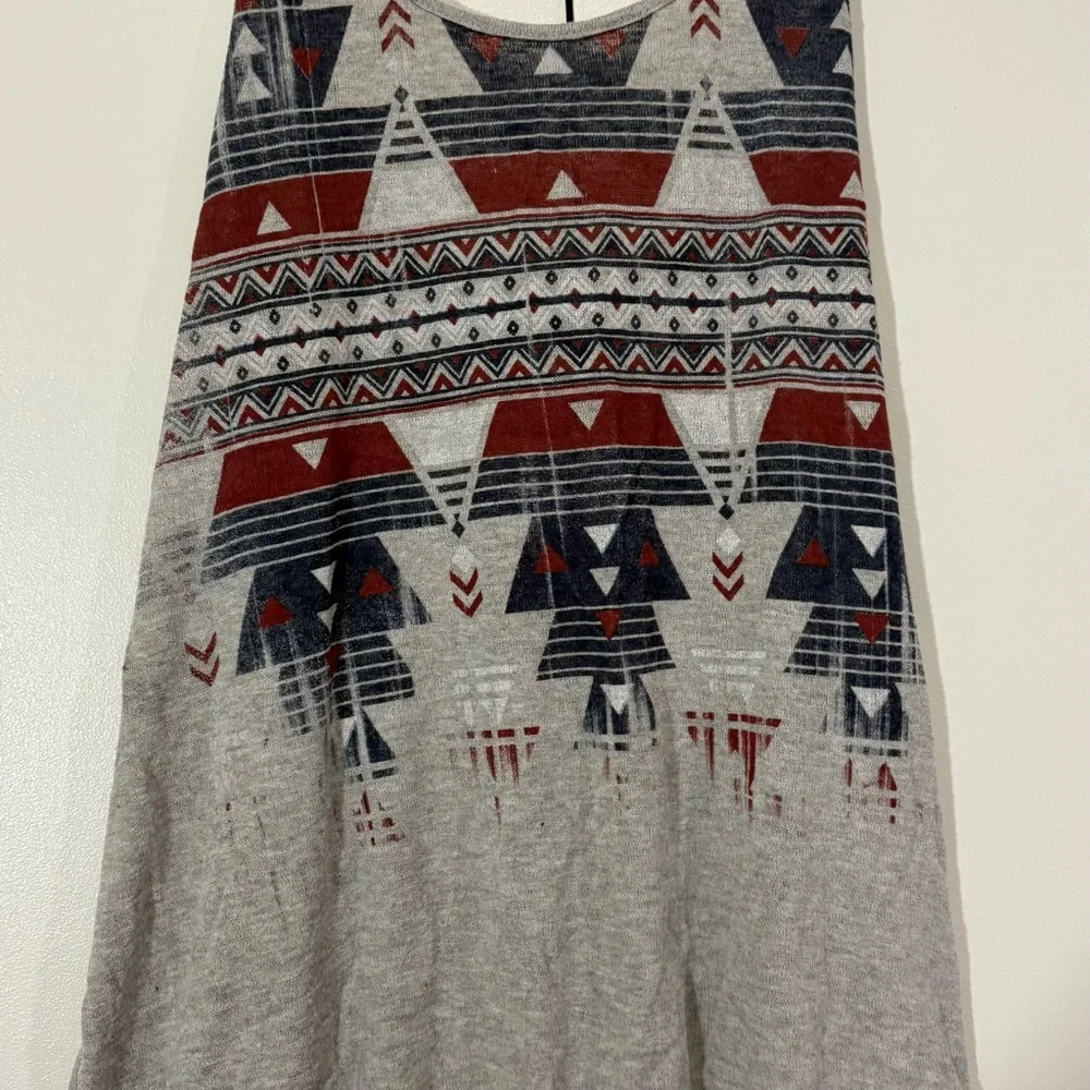 Spoiled Gray and Red A-Line Skirt with Geometric Pattern