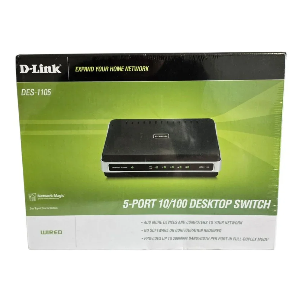 NEW Sealed! D-Link DES-1105 5-Port 10/100 Desktop Network Switch