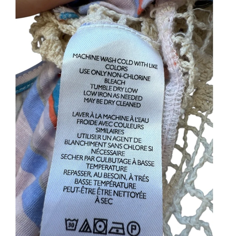 Free People Women’s S Aruba Crochet Striped Bohemian Hippie Festival Crop Top