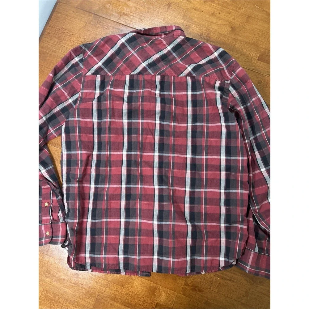 Levi's Plaid Button Down Shirt Men's Side XL Red Long Sleeve