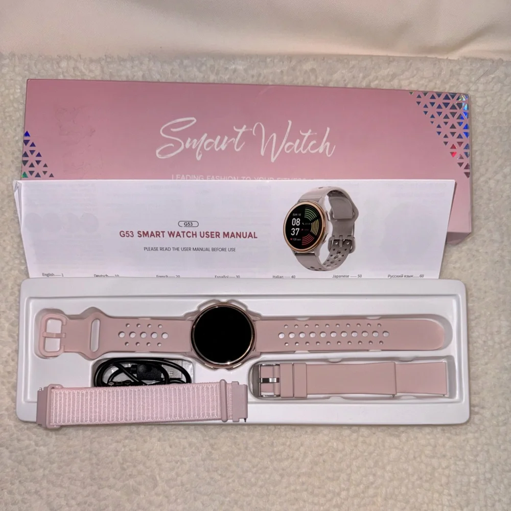 Smart Watch with Pink Bands, New