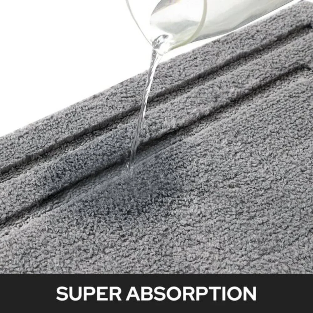 New 2-Piece Bathroom Rug Set, Soft Non-Slip Washable Microfiber Mats in Grey