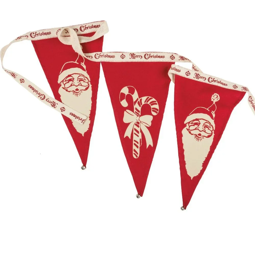 Santa and Candy Cane Pennant Banner  - Primitives by Kathy