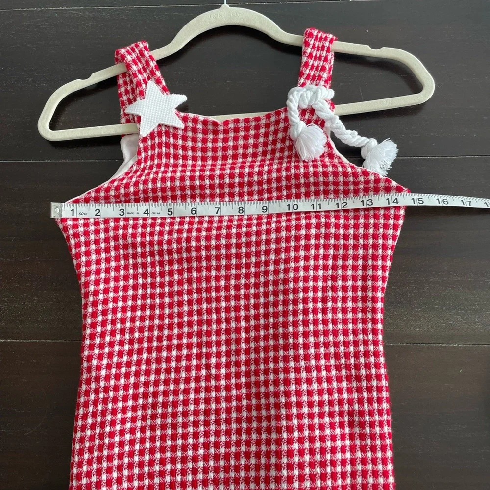 Vintage girls patriotic dress Red and White Checkered Gingham Sundress size 10
