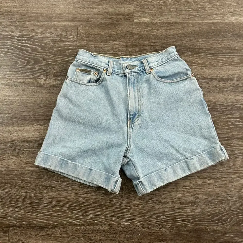 90s Vintage Calvin Klein Jeans High Rise Cuffed Denim Shorts Size 4 USA Cotton