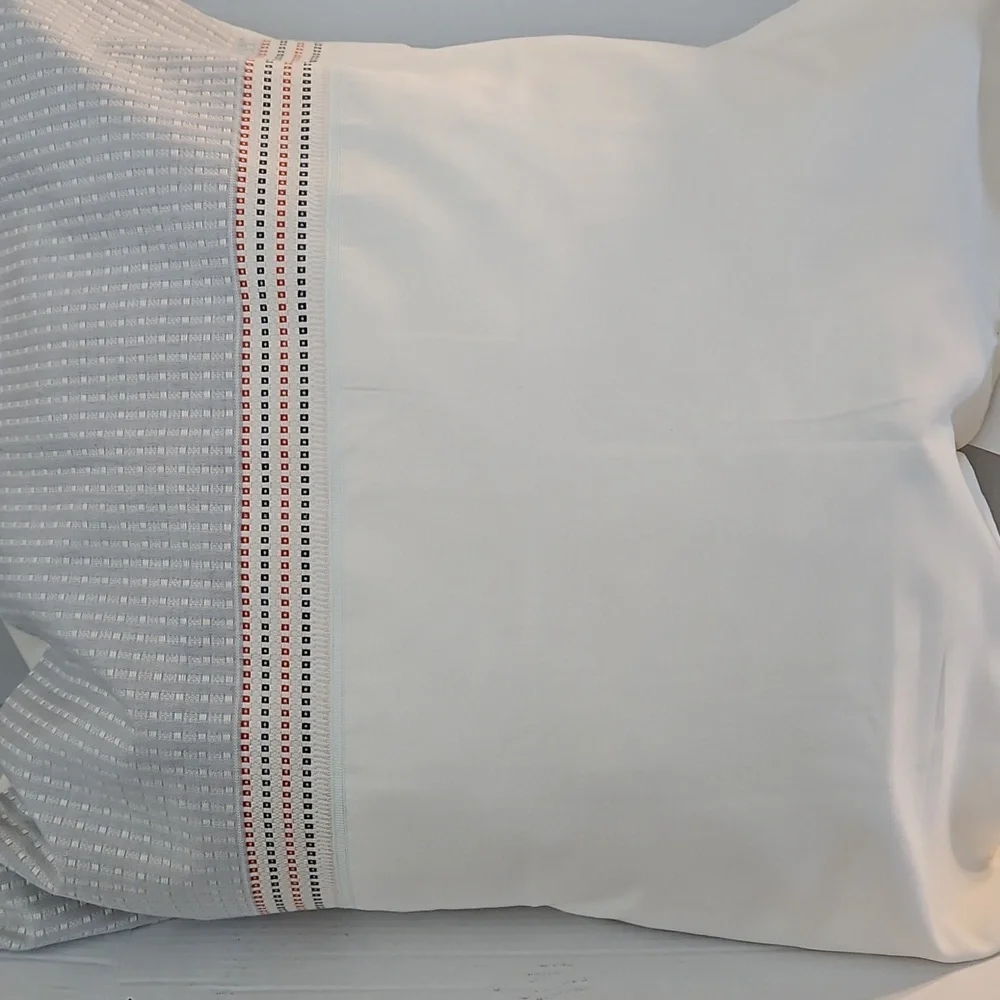 West Elm Vintage NWOT Cream Gray Organic Cotton Woven Euro Sham