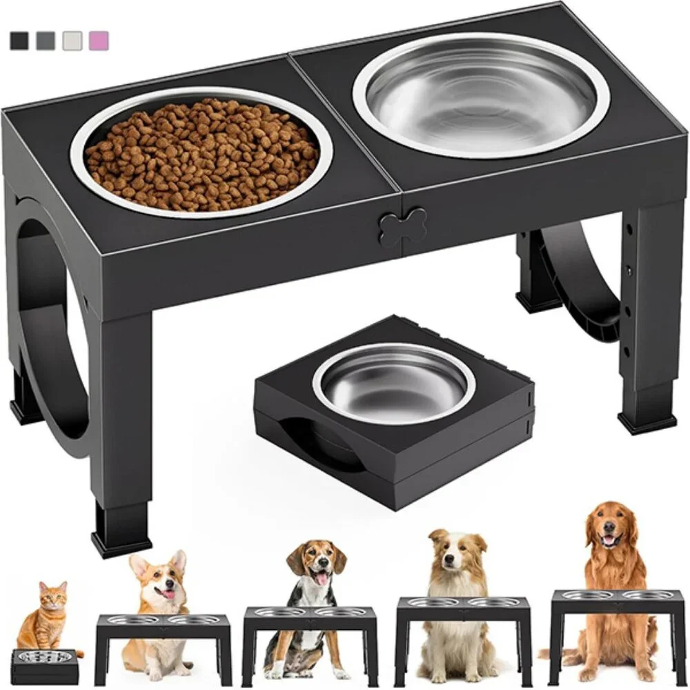 New Elevated Dog Bowls for Large Breeds Adjustable Raised Stand 5 Heights