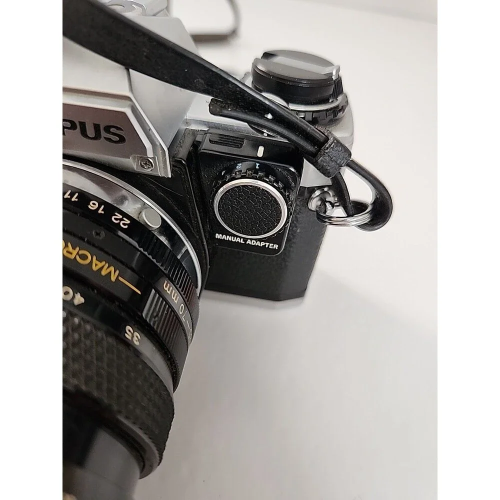 Vintage Olympus OM-10 35mm film Camera Soligor 70mm F2.5/3.5 Lens And winder
