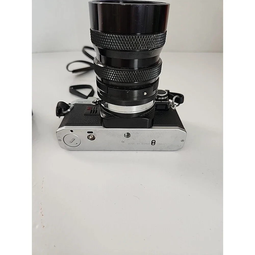 Vintage Olympus OM-10 35mm film Camera Soligor 70mm F2.5/3.5 Lens And winder