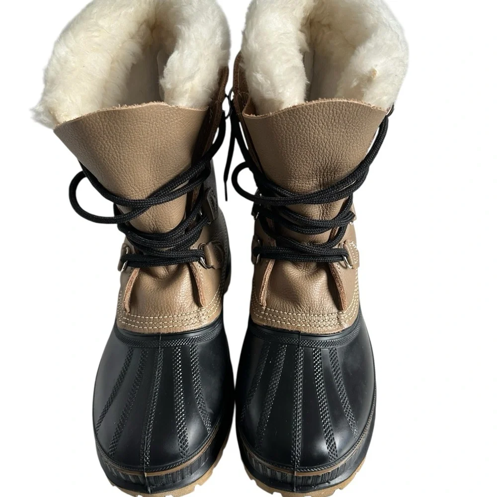 Men’s Sorel Steel Shank Size 7 Tan and Black Winter Boots