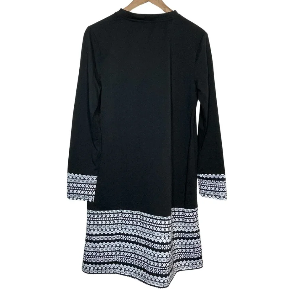 MADE WITH LOVE | NWT Women's Black Dress with White Pattern Trim | Size M