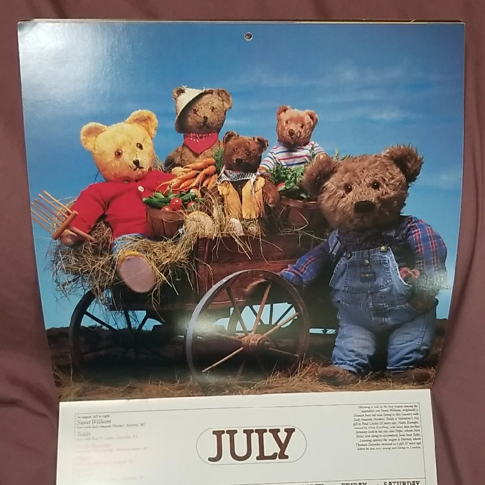Vintage 1988 Teddy Bear Calendar