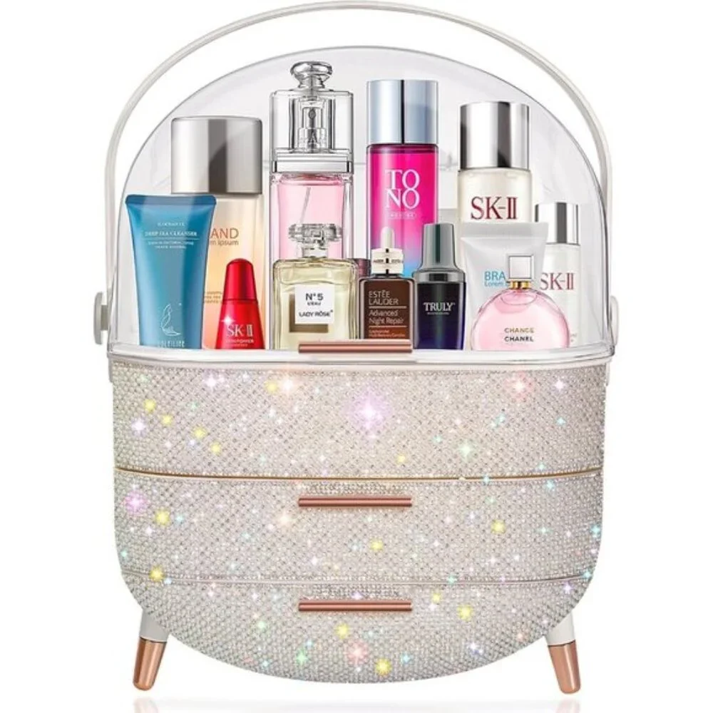 New Teen Girls Gift Makeup Organizer, Skincare & Jewelry Storage in Pearl White