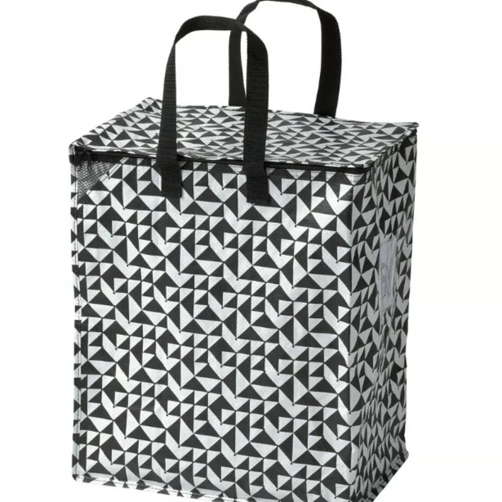 Set of 2 - IKEA KNALLA Black White Tote Bag 12 Gallon Foldable Shopping Storage