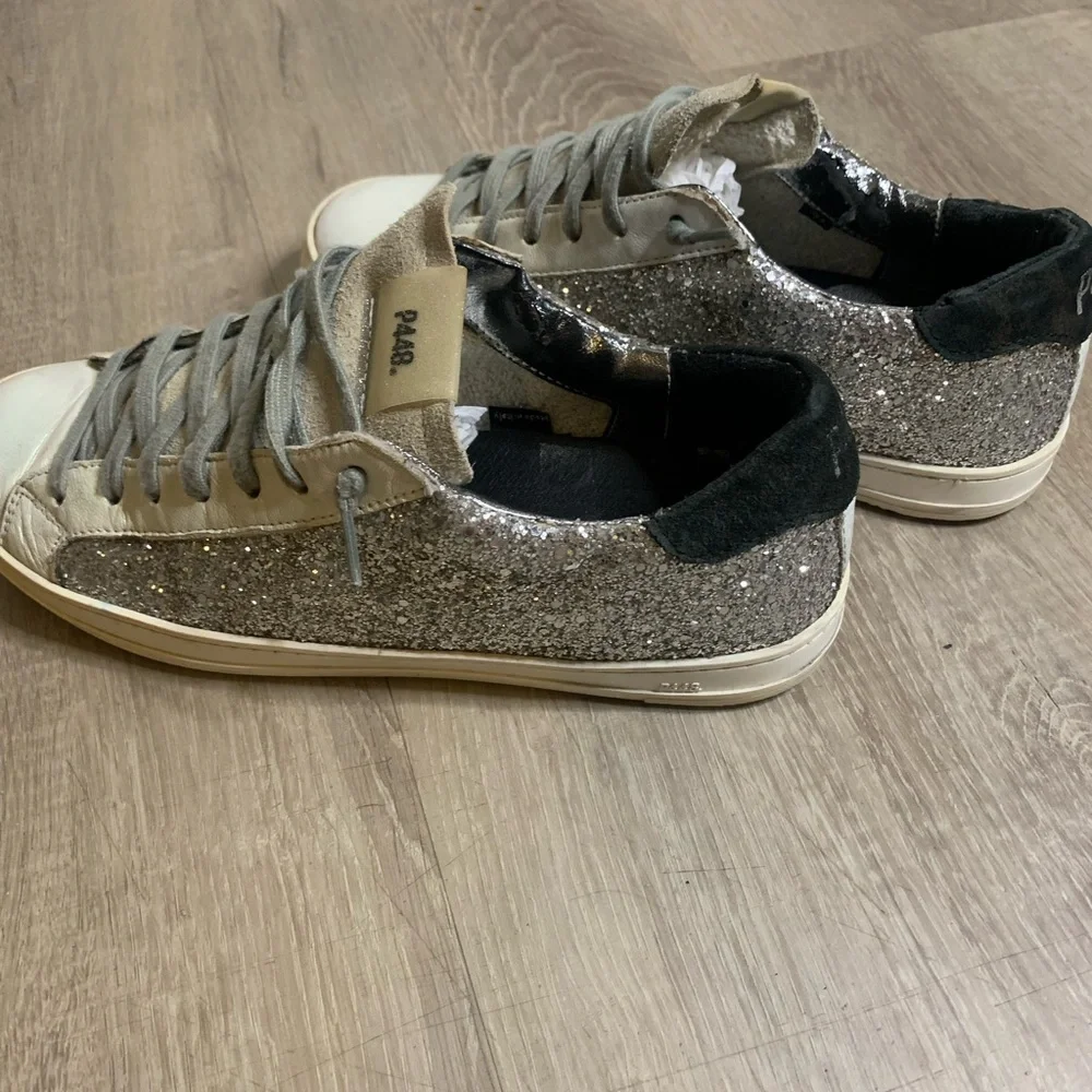 P448 White and Silver Glitter Sneakers