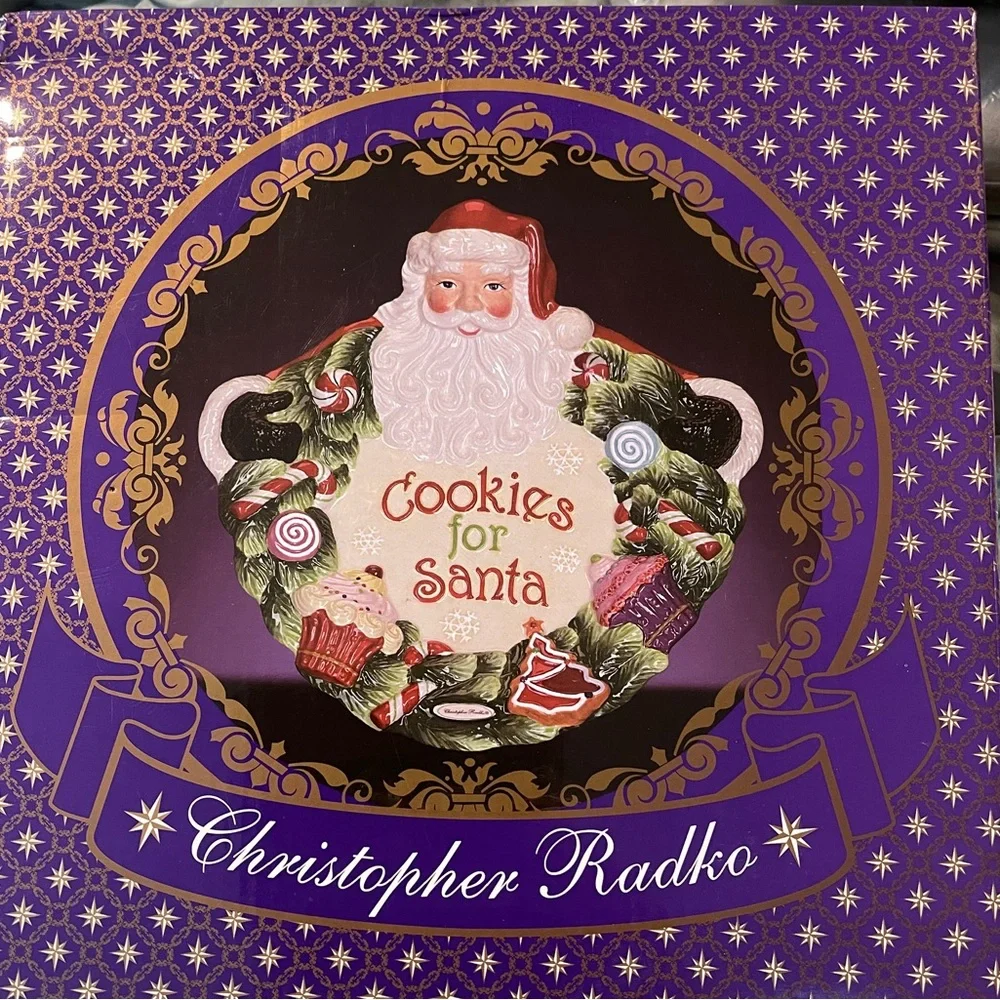 Christopher Radko Splendid Santa Cookies for Santa Plate New In Box