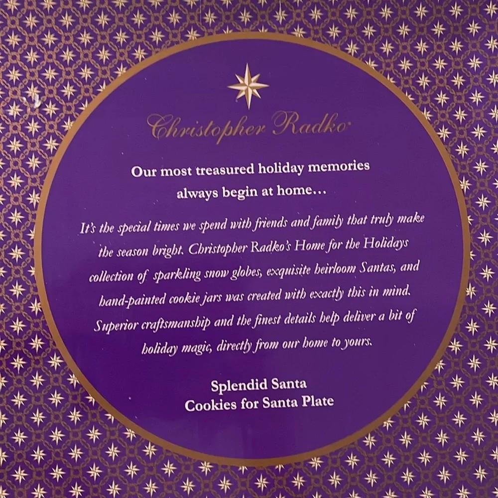 Christopher Radko Splendid Santa Cookies for Santa Plate New In Box