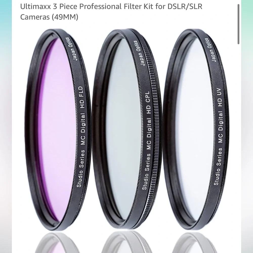 49mm Professional 3 PC Filter Kit - Black and Purple