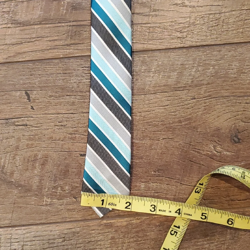 Striped Blue and Gray Clip On Tie