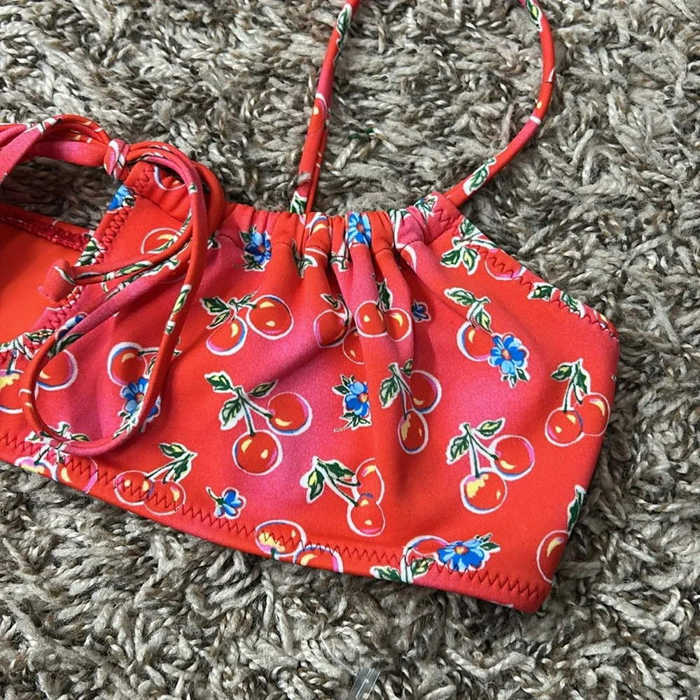 Pacsun Eco Red Cherry Salina Keyhole Tank Bikini Top Sz S