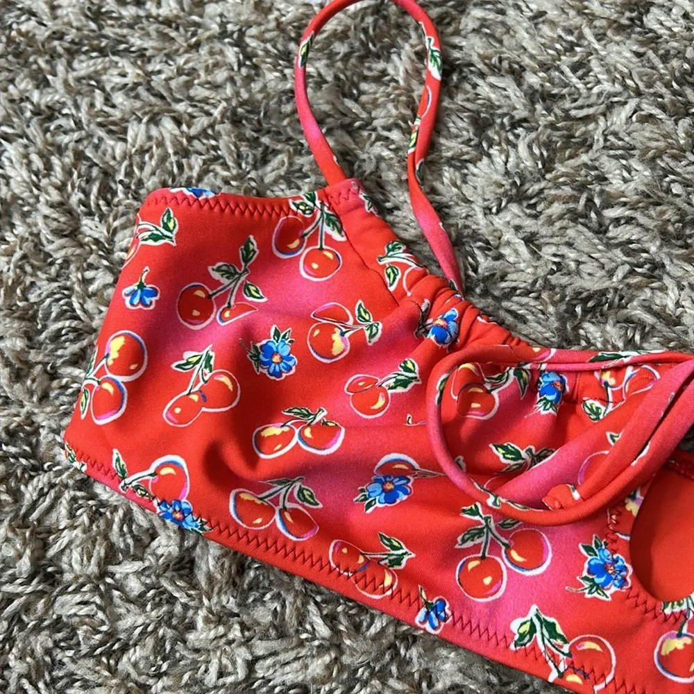 Pacsun Eco Red Cherry Salina Keyhole Tank Bikini Top Sz S