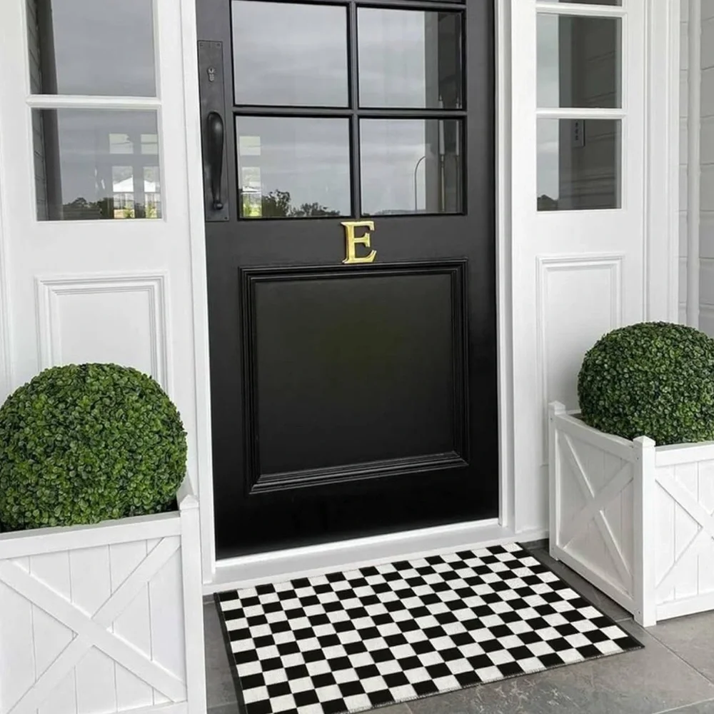 🆕 Black White Checker Rug Door Mat Decor Patio Porch Door Kitchen Bathroom NEW