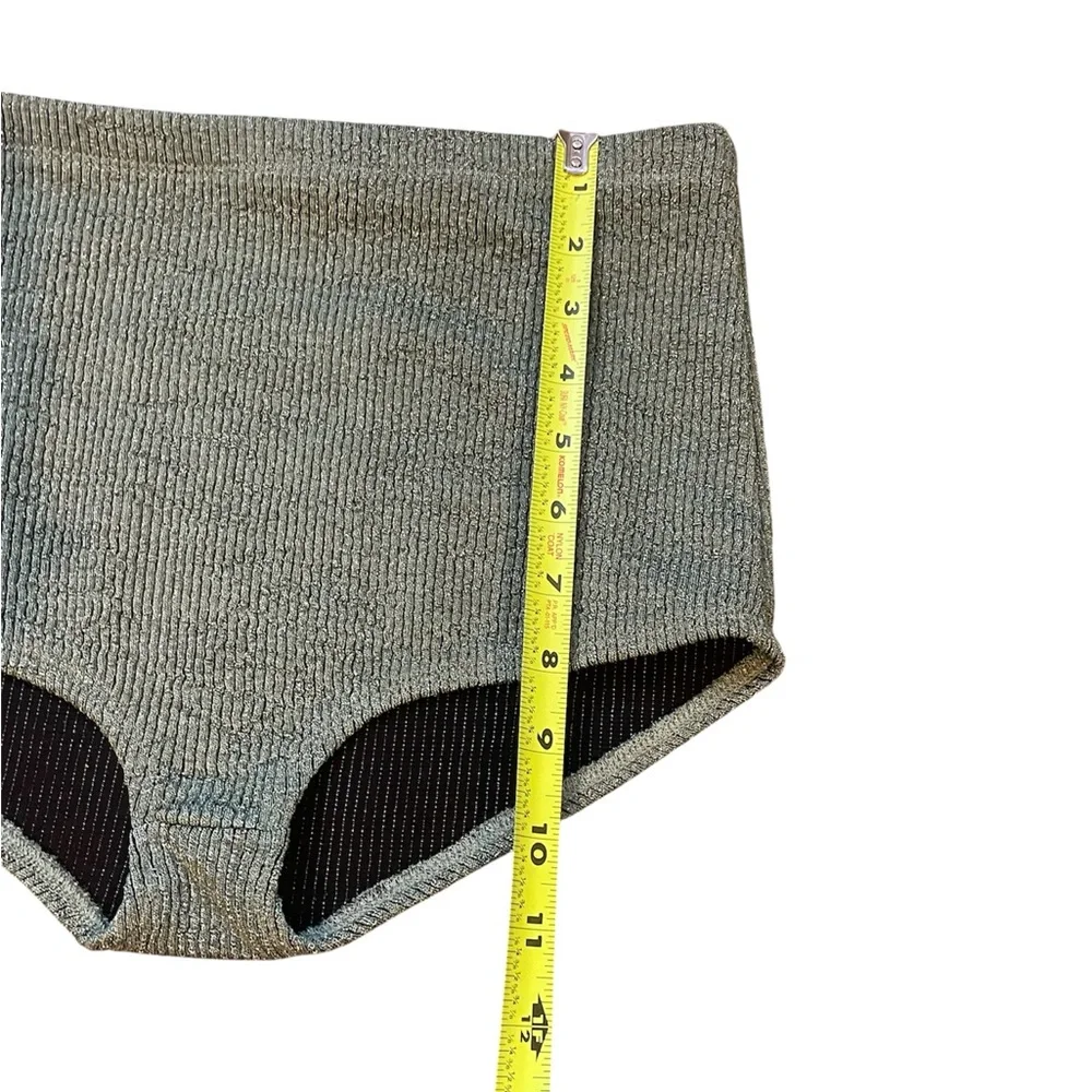 Zara Textured Green Sparkle Micro Mini Shorts Small