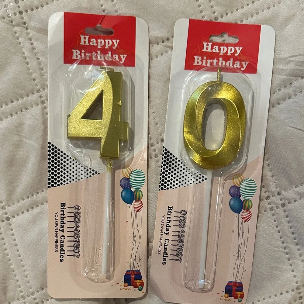 Gold Birthday Candle Set - Number 40