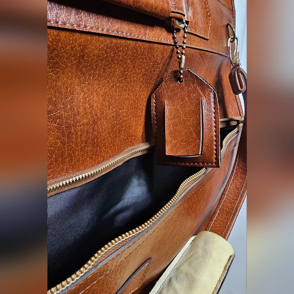 Scovill Cognac Faux Leather Garment Bag