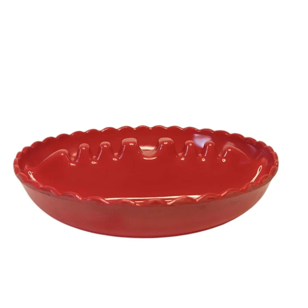 Vintage Melamine Red Ashtray Ruffled Edges Made In Taiwan 6