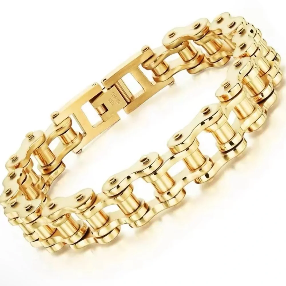 Biker 316L Stainless Steel Mens Bracelet 8” watchmaker Bracelet