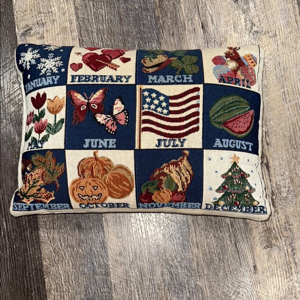 Holiday Pillow with Seasonal Motifs