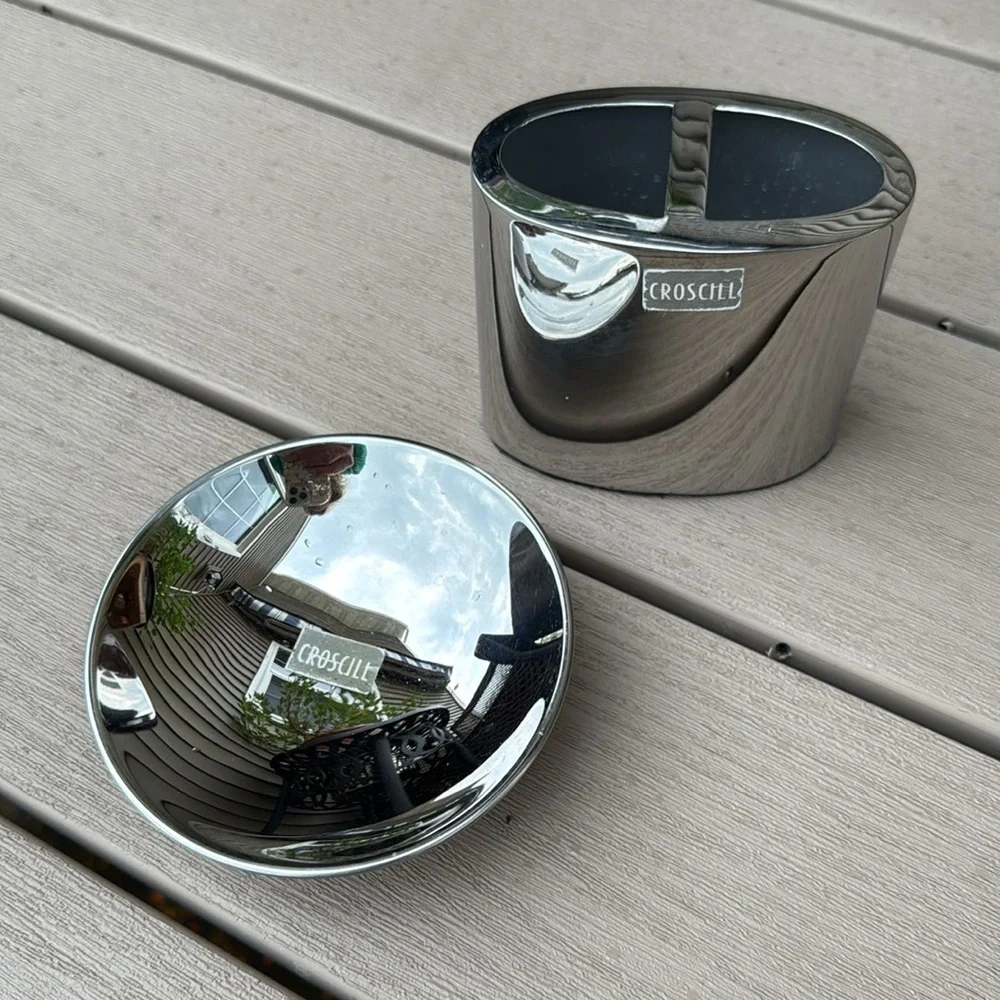 Croscill Chrome Soap Dish and Toothbrush Holder Set