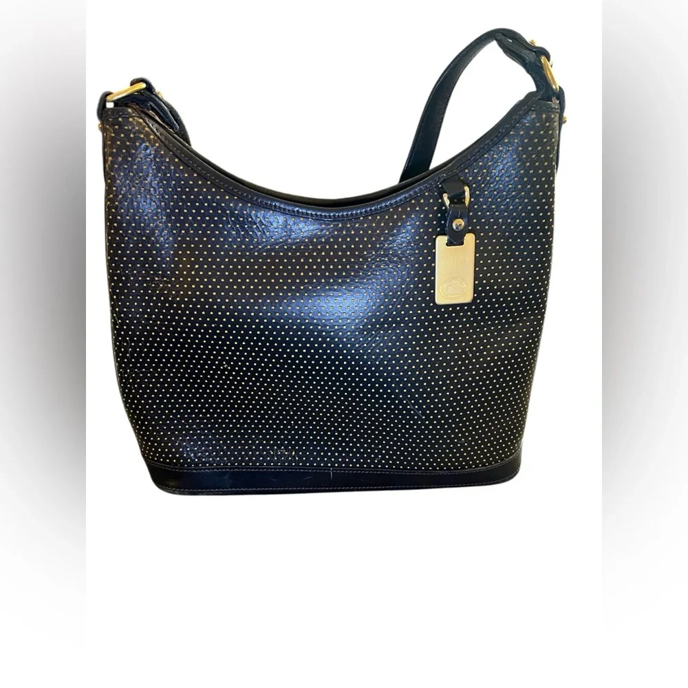 DOONEY & BOURKE BLACK LEATHER RARE VINTAGE SHOULDER HANDBAG.