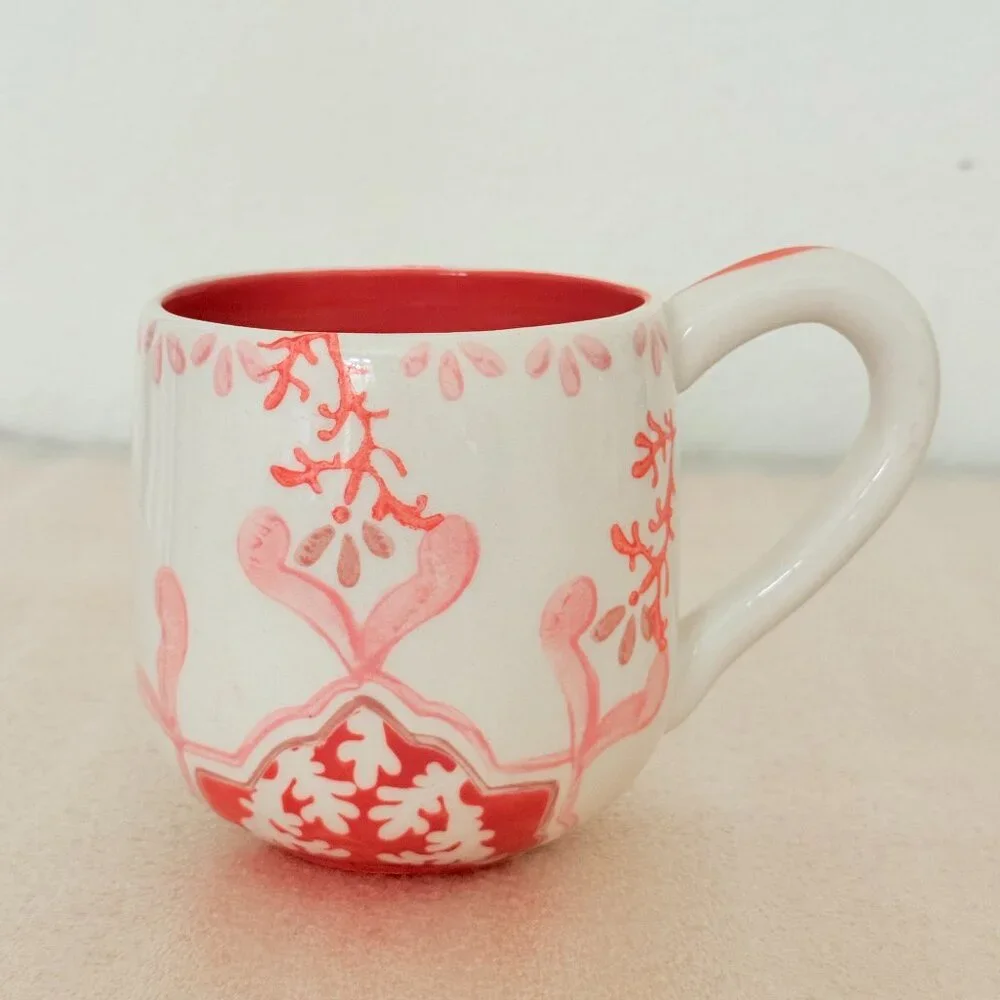 🪸Anthropologie🪸Vintage Agata Mug Handpainted Glazed Coffee Mug/Tea Cup 12 oz