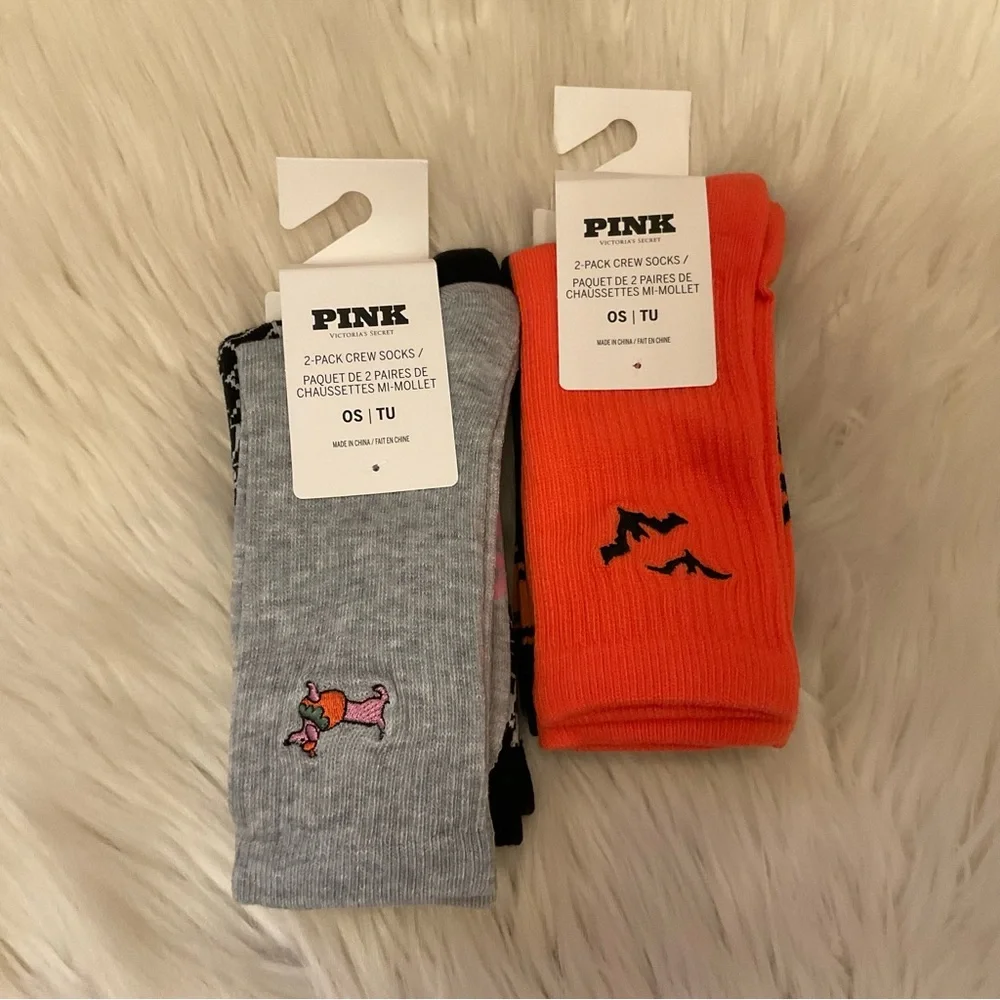 PINK Victoria’s Secret Halloween Crew Socks - NWT - 2 Packages