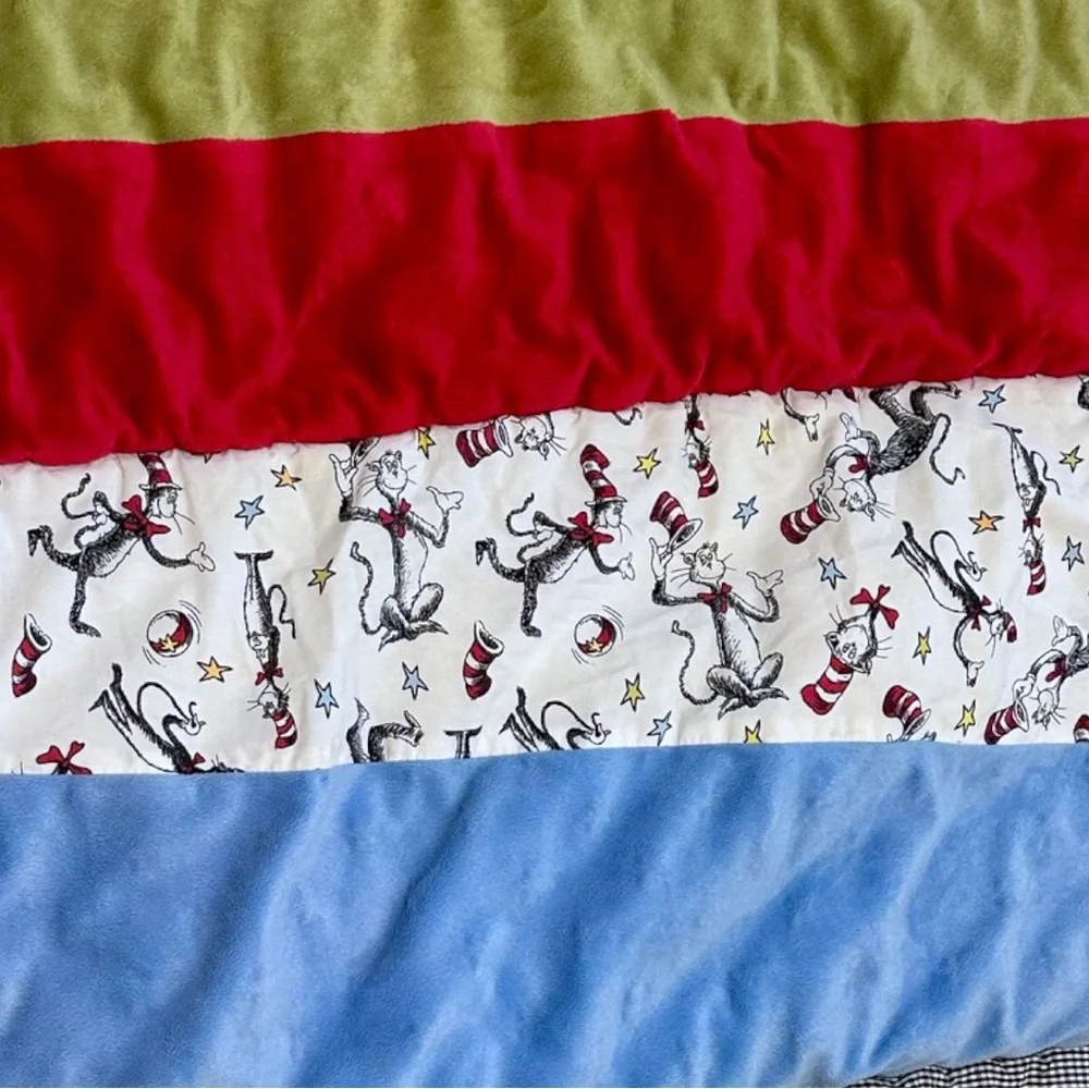 Dr. Seuss Baby Color Block Reversible Crib Quilt Comforter Patchwork Play Mat