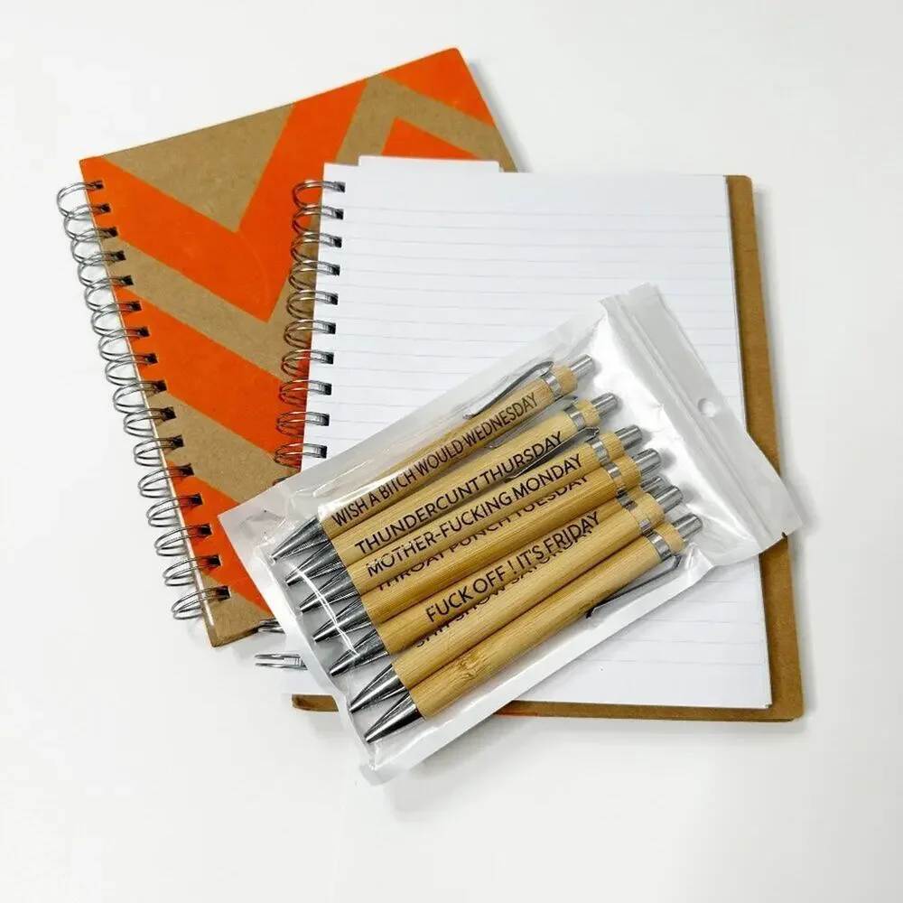 2/$30 New Sweary Wooden Pen Set - Curse Words Stationery
