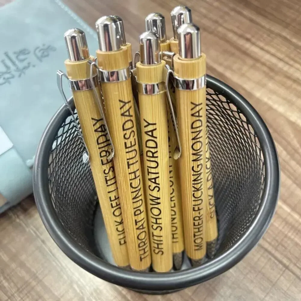 2/$30 New Sweary Wooden Pen Set - Curse Words Stationery