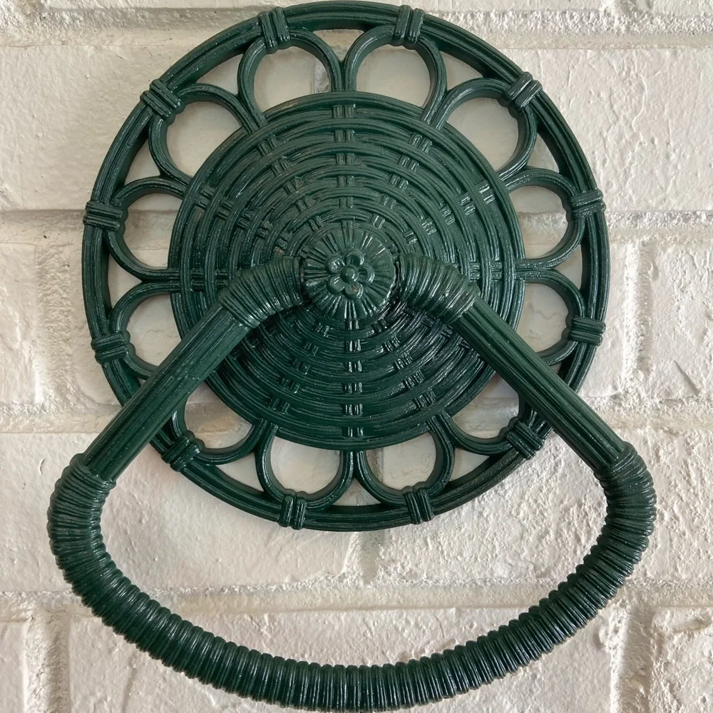 Vintage HOMCO Wicker style Towel Holder BOHO, Ring Towel Holder bathroom Decor