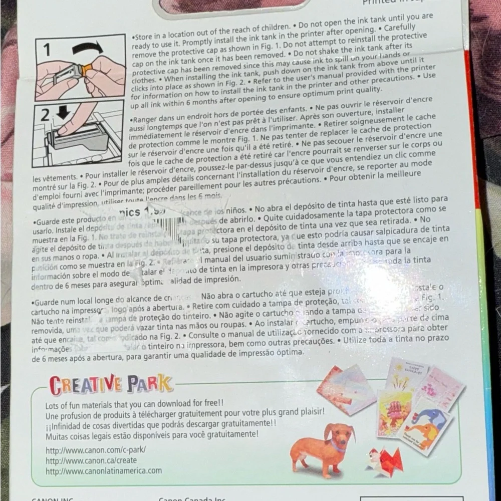 Canon packaging featuring
