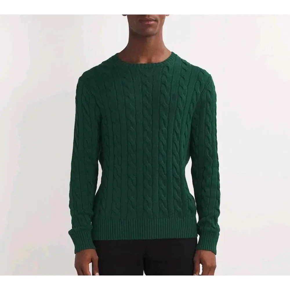 Polo Ralph Lauren Men’s Cable-Knit Cotton Crewneck Sweater Hunter Green XL NWT