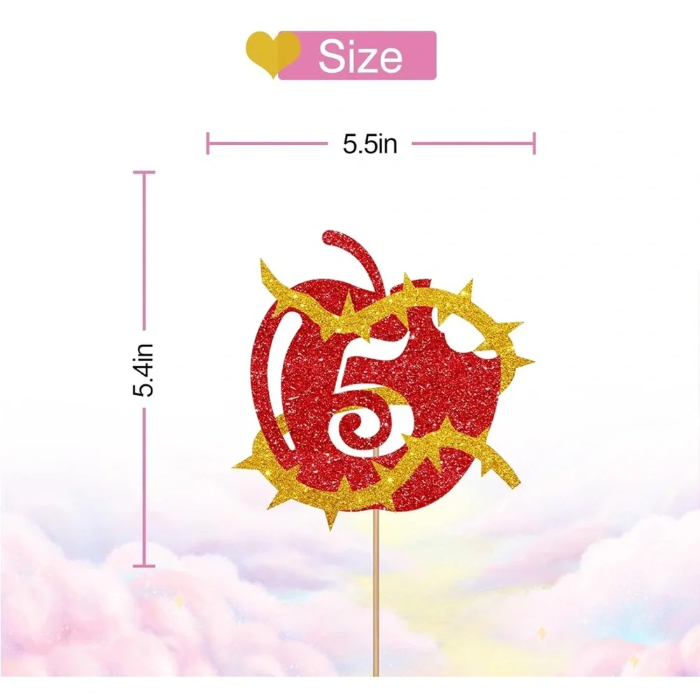 Decedents Apple 5 years old cake topper