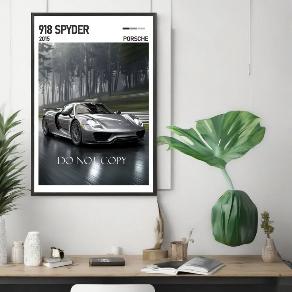 Porsche 918 Spyder 11x17 Framed Poster - Wall Art - Modern Automotive Print